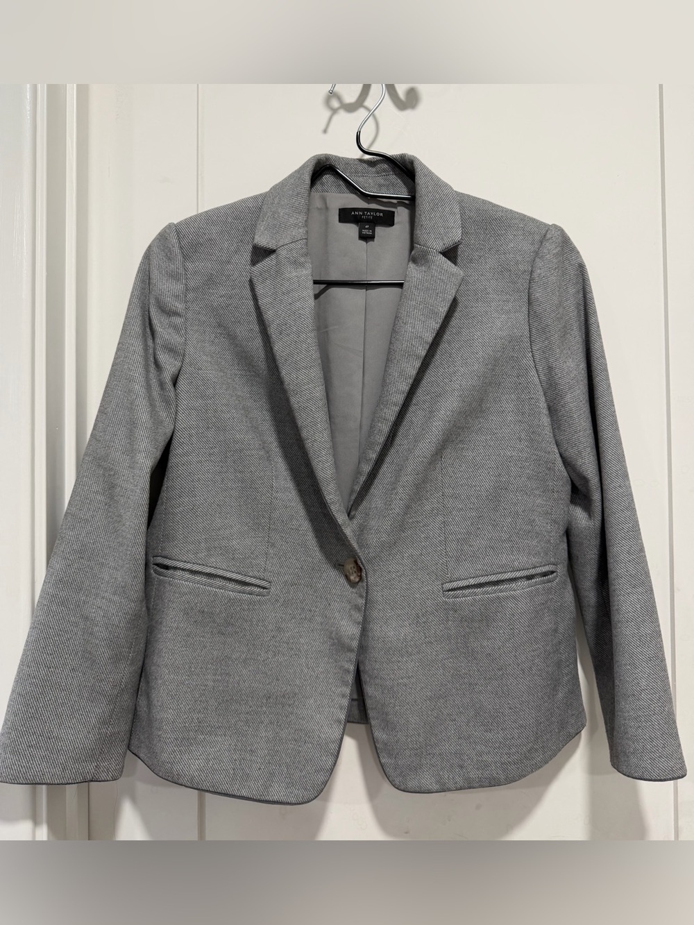 Ann Taylor Light Gray Single-Button Blazer